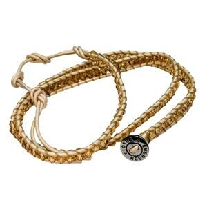 Victoria Emerson 23" Tan Corded Champagne Crystal Beaded Wrap Bracelet